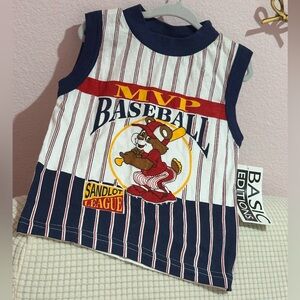 Basic Editions Kids Baseball Tank Top - Navy and Red